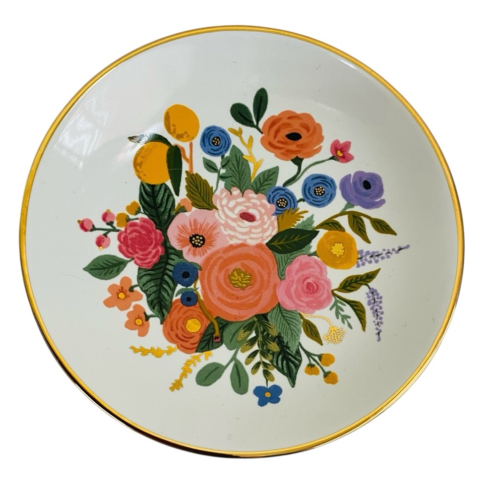 Rifle Paper Co. Garden Party Bouquet Porcelain Ring Dish 4” - Picture 4 of 5